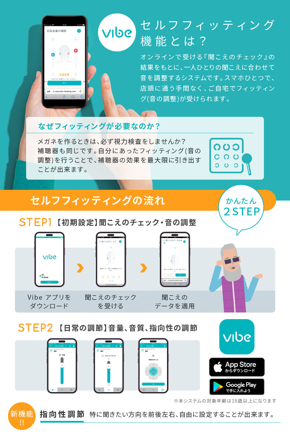 Vibe Go 補聴器 イヤフォン型 耳あな型 両耳セット 軽・中等度難聴